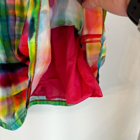Gaultier Designer Girl Kids rainbow tie dye ruffle pleated tennis skirt size 10A - Picture 5 of 12